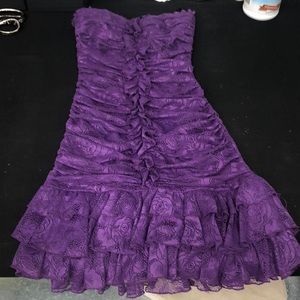 Bebe purple lace strapless dress